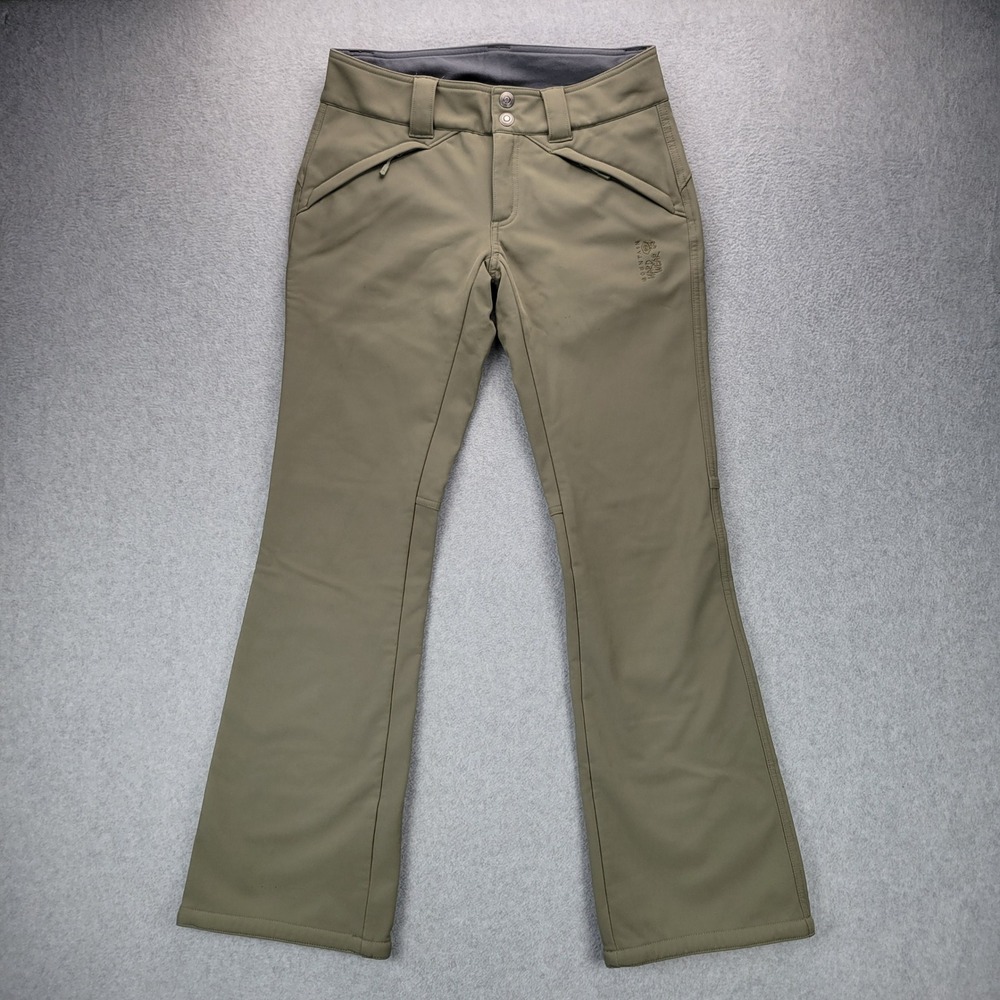 Mountain Hardwear Softshell Pants Womens 4 Olive Green Fleece Lined OL6776